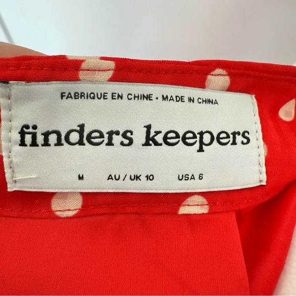 Finders Keepers Red with White Polka Dot Midi Ruffle Skirt Women's Size 6 Medium - Picture 6 of 11